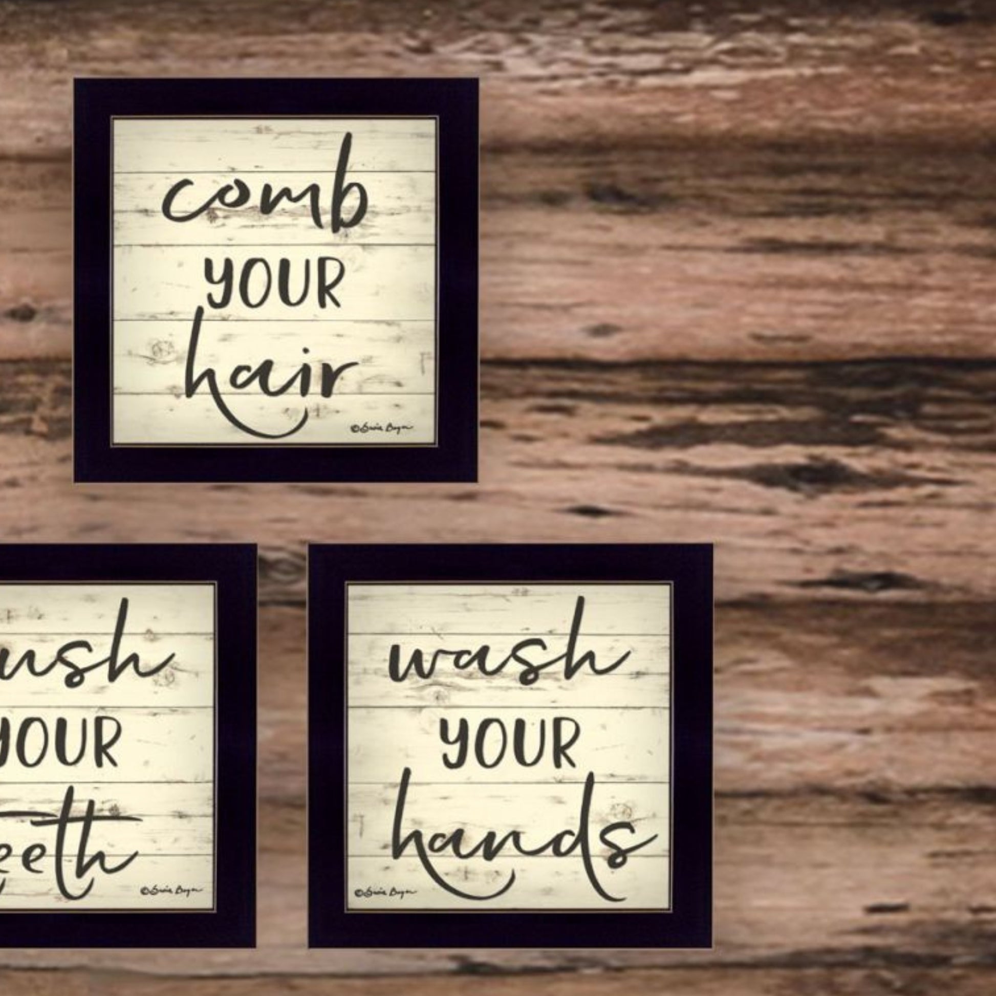 "Bathroom Commands" Framed Wall Art For Bathroom, Wall Art Print For Home Decor, Bathroom Wall Art By Susie Boyer Multicolor Wood Paper