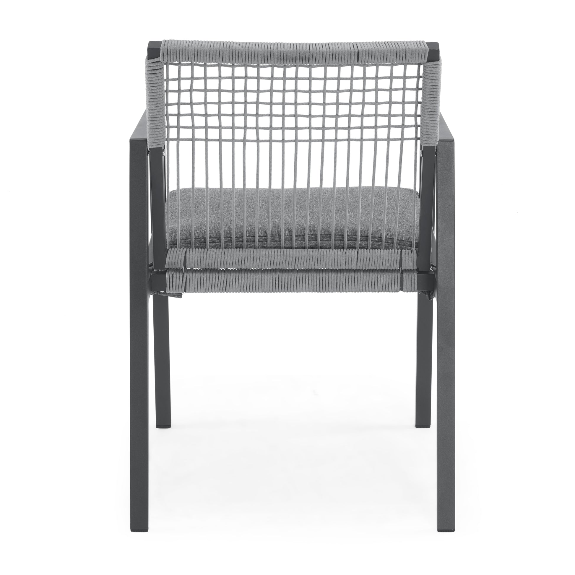 Outdoor Dining Set, Aluminum Dining Chair Set Of 6 With Rope Aluminum Dining Table, Gray Black Black Grey Aluminium