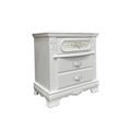 White 2 Drawer Nightstand With Floral Motifs White 3 Drawers Bedroom Rectangle Felt Lined Drawers White Wood