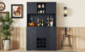 Coffee Bar Cabinet Kitchen Cabinet With Storage, Farmhouse Wine Cabinet With Drawers Shelves And Cabinets, Buffet Cabinet Wine & Glass Racks For Dining Room, Kitchen, Dark Blue Dark Blue Particle Board Mdf