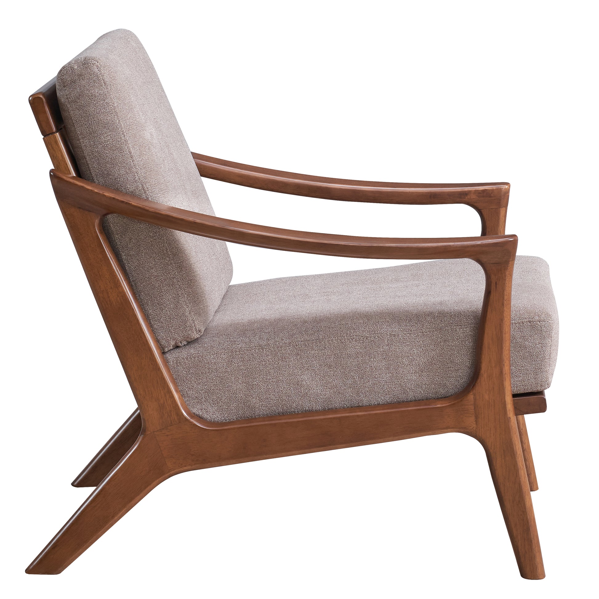Light Brown And Brown Accent Chair With Removable Cushion Brown Primary Living Space Modern Wood Fabric