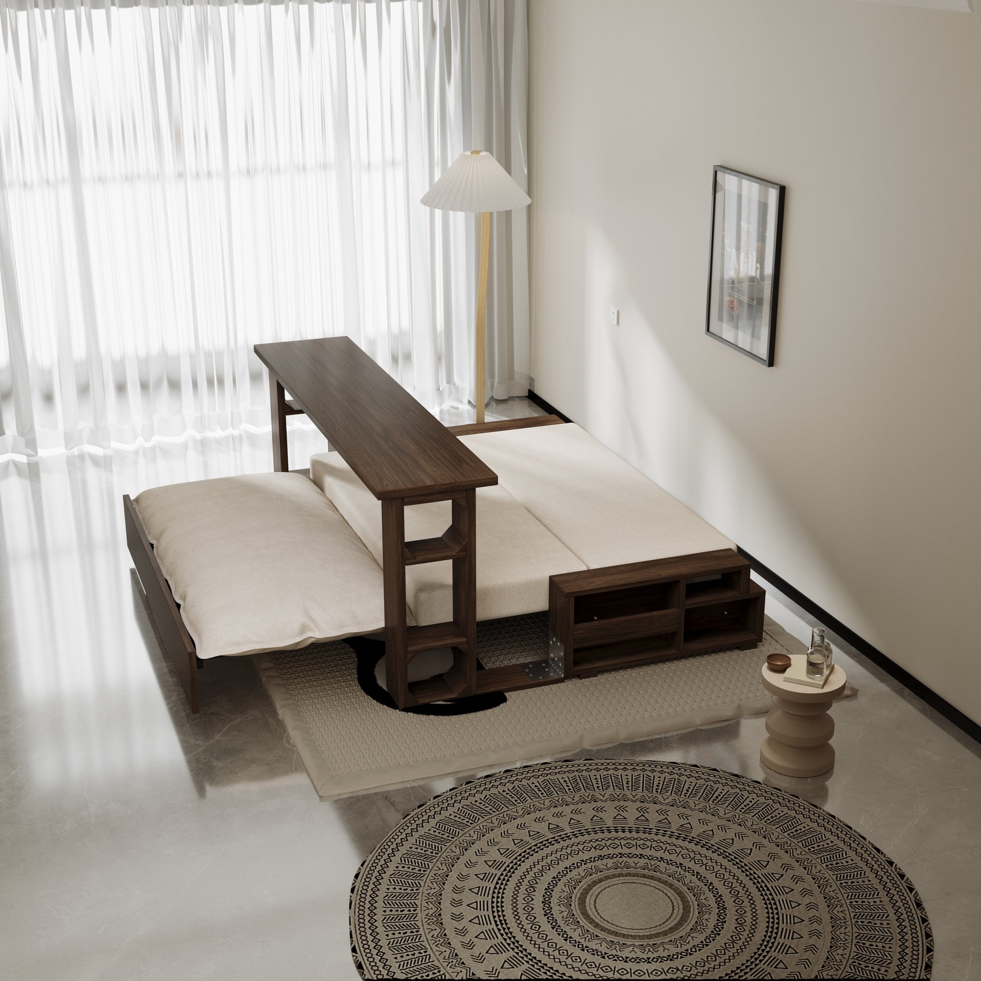 3 In 1 Convertible Sleeper Sofa Bed,Modern Velvet Loveseat Couch With Pull Out Bed,Small Beautiful Seat Futon Sofa Bed With Convertible Office Desk,Beige Beige Metal & Wood 2 Seat