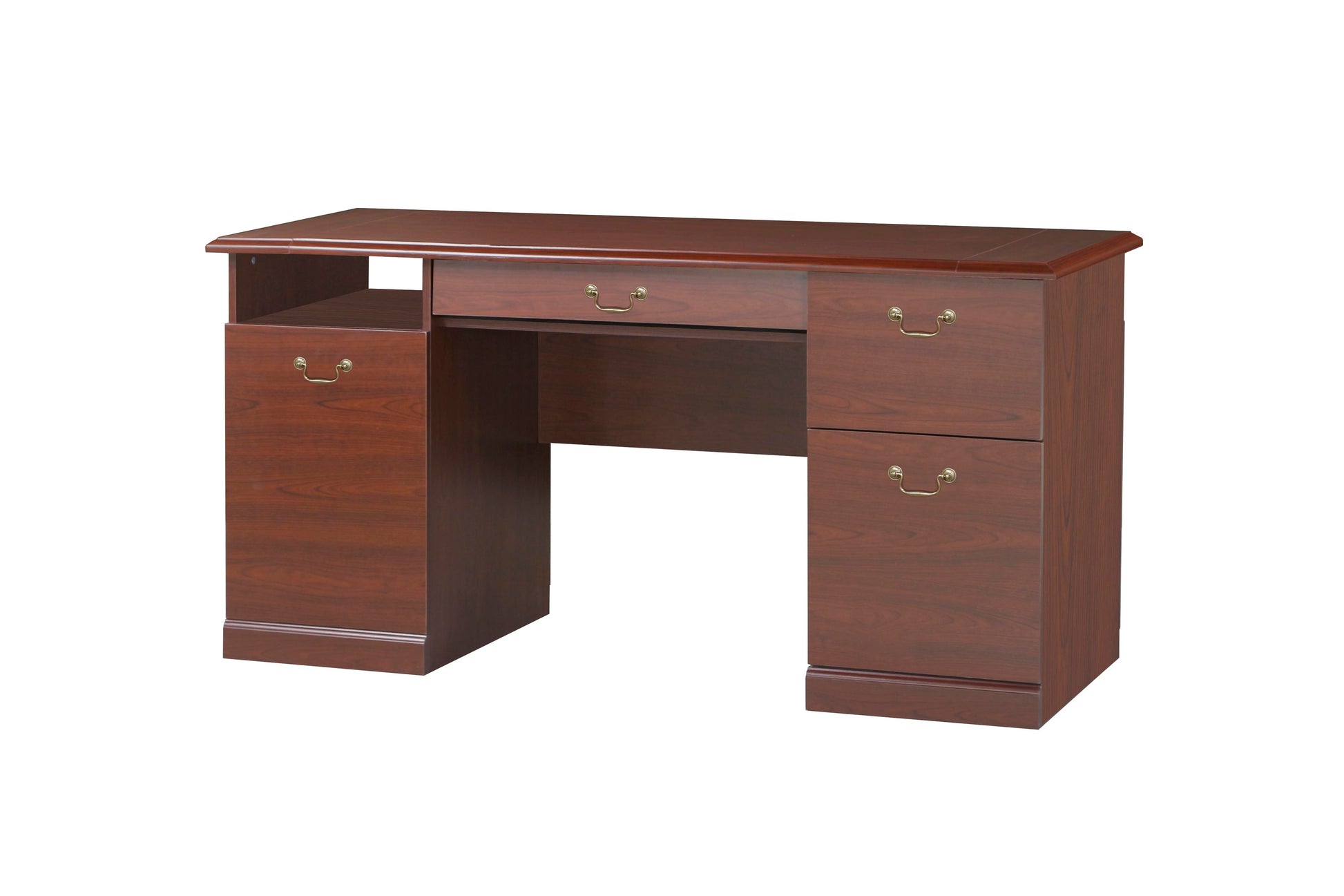 60" Writing Desk Base 60" Writing Desk Top Classic Cherry Finished Executive Desk With Spacious Storage And Hidden Keyboard Tray Cherry Solid Wood