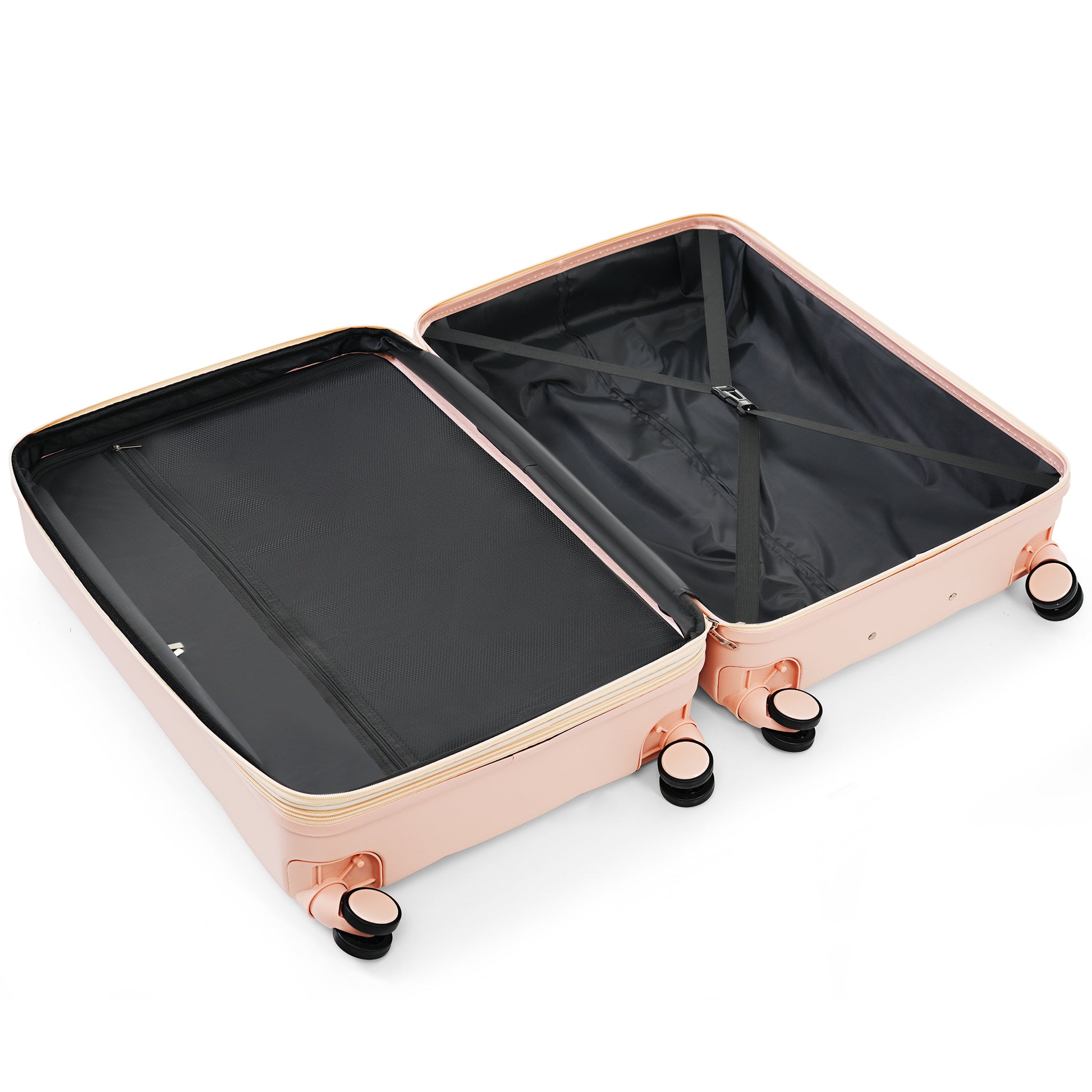 Luggage Sets 4 Piece, 20 Inch With Usb Port, Expandable Abs Durable Suitcase With Travel Bag, Cup Holder, Abs Hard Shell Luggage With Spinner Wheels, Pink Pink Abs