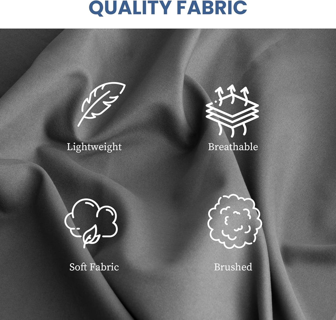 Queen Size 4 Piece Sheet, Lightweight Super Soft Easy Care Microfiber Comfycooling Bedding Sheets With Deep Pocket, Shrinkage And Fade Resistant, Hotel Luxury, Grey Grey Microfiber
