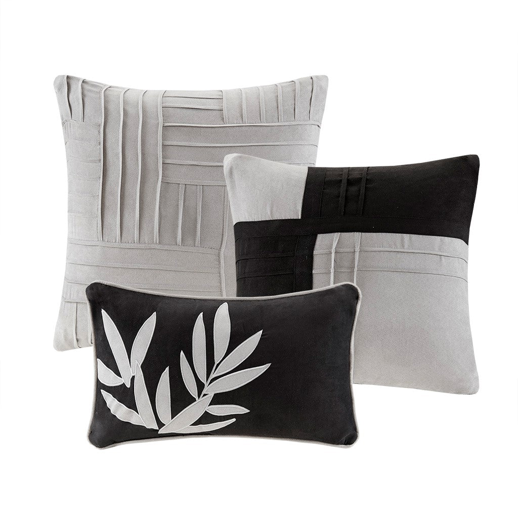 7 Piece Faux Suede Comforter Set Grey King King Grey Polyester