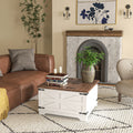 Homcom Coffee Table With Flip Top Hidden Storage, Square Center Table White White Particle Board
