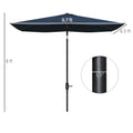 Outsunny 6.5' X 10' Rectangular Market Umbrella, Patio Outdoor Table Umbrella With Crank And Push Button Tilt, Blue Blue Steel