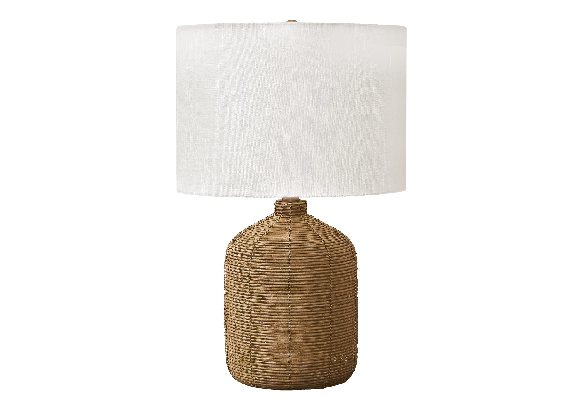 Lighting, 23"H, Table Lamp, Brown Rattan, Beige Shade, Modern Brown Rattan