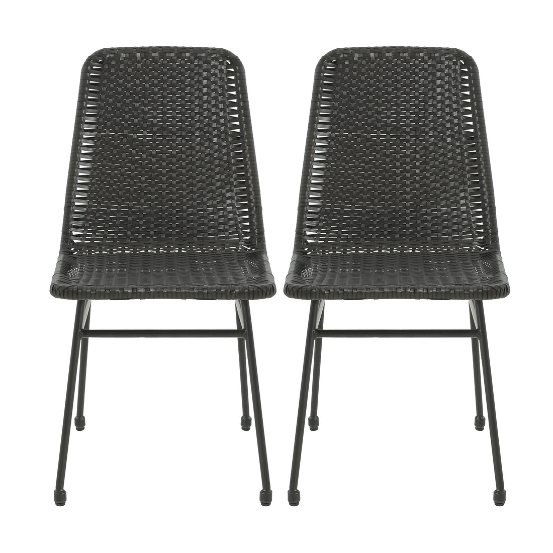 Dining Chairs Dark Brown Set Of 2 Dark Brown Pe Rattan Iron