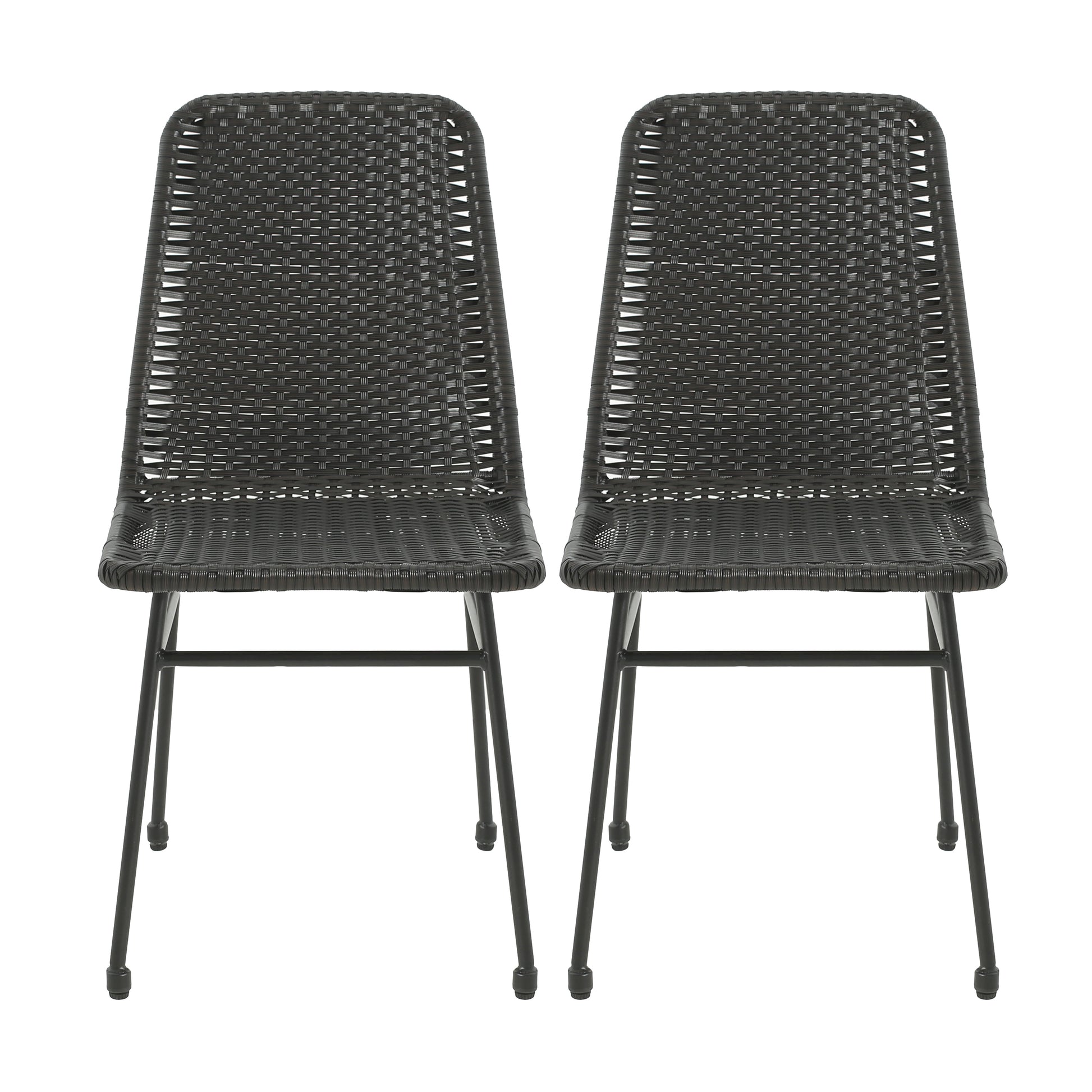 Dining Chairs Dark Brown Set Of 2 Dark Brown Pe Rattan Iron