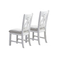 Set Of 2 Upholstered Dining Chairs In White Finish Solid White Dining Room Rectangular Set Of 2 Rubber Wood