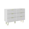 Modern White 6 Drawers For Bedroom,Small Size Wooden Drawers With Gold Handles, Chest Dresser With Deep Drawers For Living Room White Bedroom Mdf