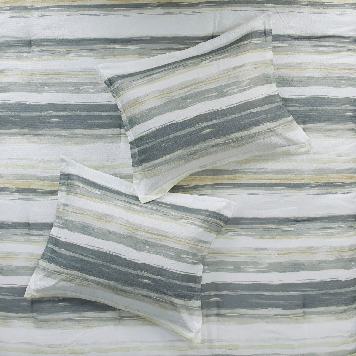 8 Piece Printed Seersucker Comforter And Quilt Set Collection Yellow King Cal King King Yellow Polyester