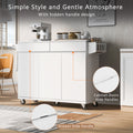 K&K 53.2'' Kitchen Island With Drop Leaf, Kitchen Storage Cart With Spice Rack, Towel Rack And 2 Drawers, Rolling Kitchen Island On Wheels With Adjustable Shelves For Kitchen, Dining Room, White White Brown Kitchen Artsy,Casual,Classic,Minimalist,Modern