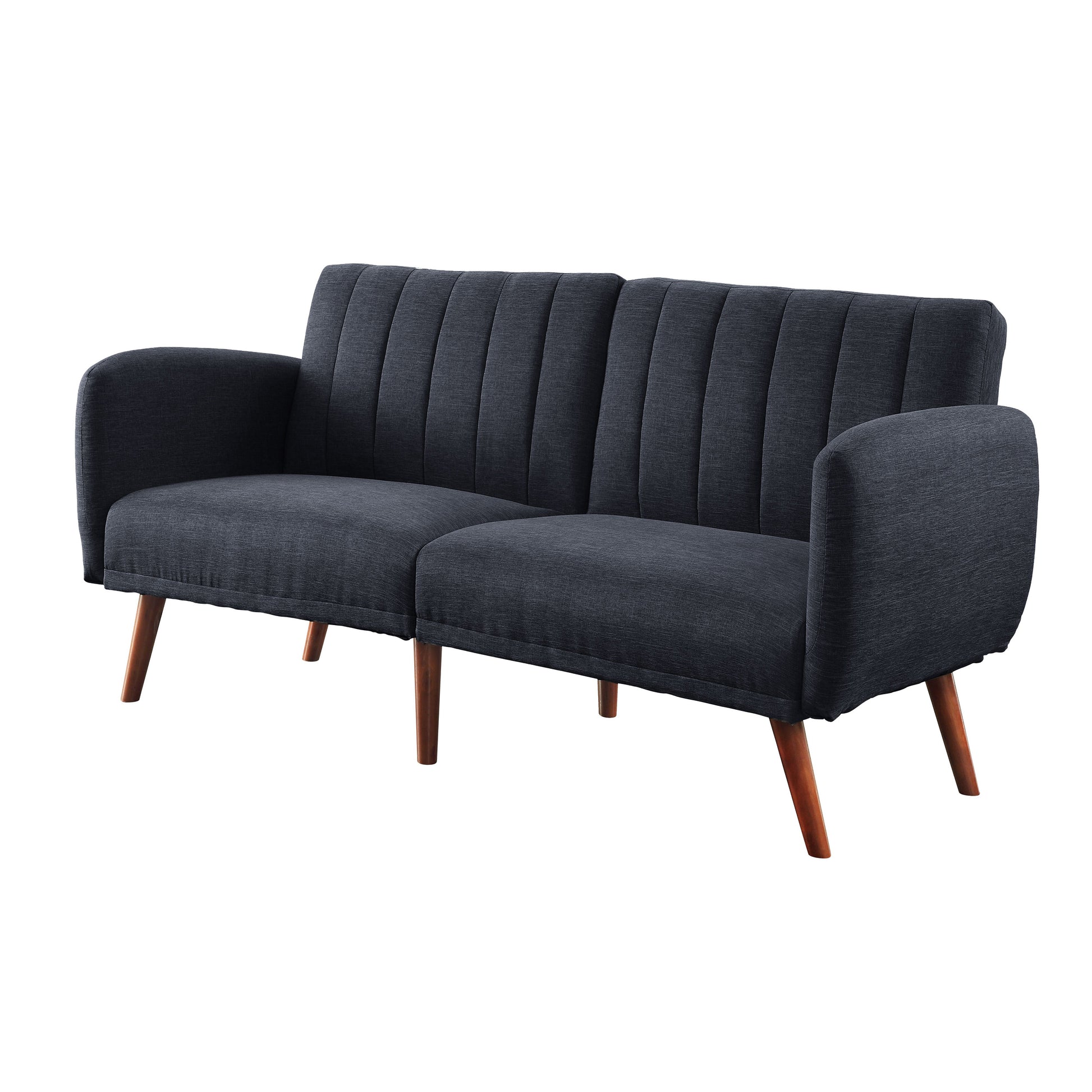 Grey And Walnut Upholstered Adjustable Sofa Grey Linen Wood Primary Living Space Split Back Modern Eucalyptus Foam Linen 2 Seat