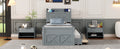 Twin Size Wooden Bed With Storage Headboard With Outlets, Extendable Bed With Twin Size Trundle With Three Storage Drawers,Gray Twin Gray Wood