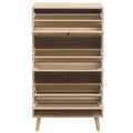 3 Door Shoe Rack, Freestanding Modern Shoe Storage Cabinet, For Entryway Natural Mdf