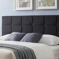 King Size Upholstered Platform Bed Frame With Contemporary Tufted Waffle Stitching, Easy Assembly, Black King Black Fabric