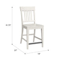 Haidel White Slat Back Counter Stools, Set Of 2 White Solid Wood
