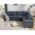 Arrived Sleeper Sofa, 2 In 1 Pull Out Couch Bed,6 Seater Sofa Bed, L Shaped Sleeper Sectional Sofa Couch,Riveted Sofa,104'' Large Combined Sofa Bed In Living Room, Dark Gray Gray Polyester Wood Primary Living Space Medium Soft Cushion Back Modern