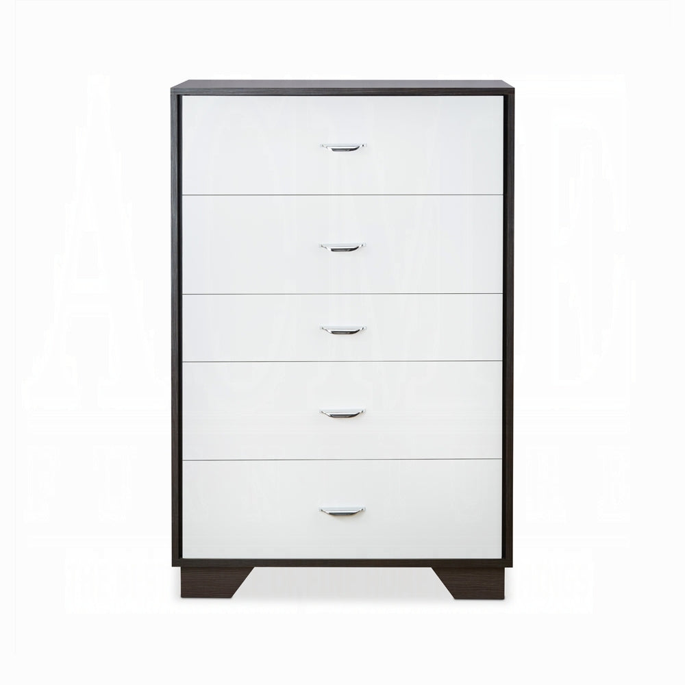 White And Espresso 5 Drawer Chest Espresso White Bedroom Contemporary Particle Board Mdf