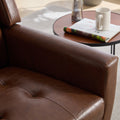 Modern Soft Leather Material Ergonomics Accent Chair Living Room Chair Bedroom Chair Home Chair With Black Legs For Indoor Home Brown Pu Brown Foam Upholstered