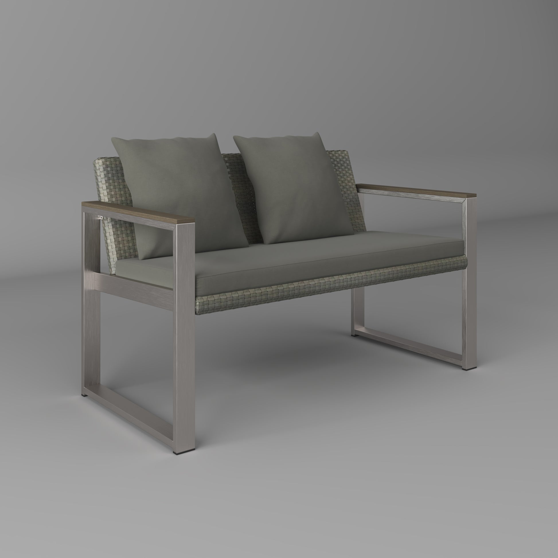 Aluminum And Rattan Modern 4 Piece Sofa Seating Group For Patio Garden Outdoor Yes Complete Patio Set Gray Silver Mildew Resistant Frame Fade Resistant Cushion Garden & Outdoor Modern Complete Patio Sets Aluminium Aluminium