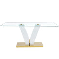 Large Modern Minimalist Rectangular Glass Dining Table For 4 8 People With 0.39