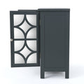 Firwood Mirror Finished Double Door Cabinet, Charcoal Grey Grey Solid Wood