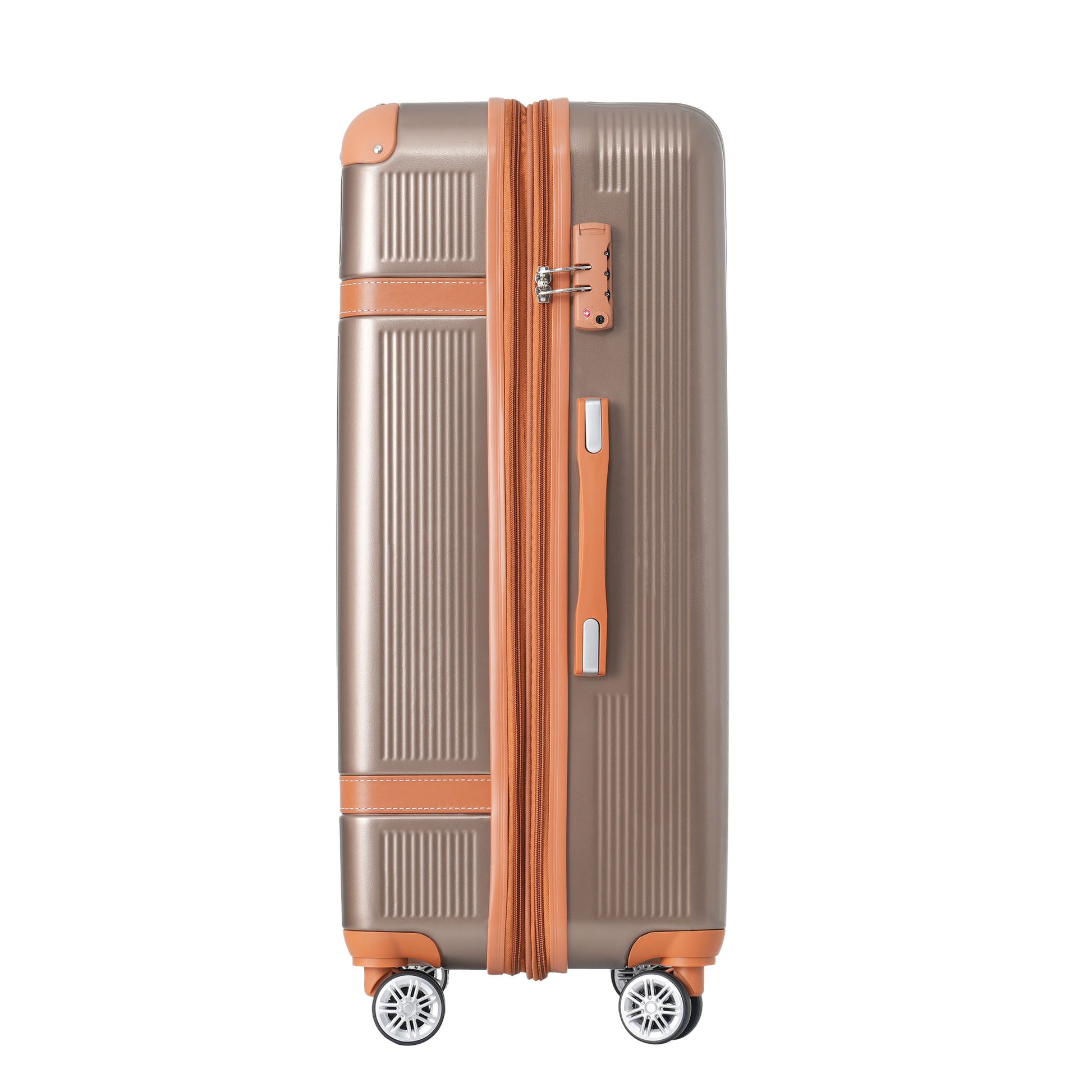 Hardshell Luggage Sets 3 Piece Double Spinner 8 Wheels Suitcase With Tsa Lock Lightweight 20''24''28'' Coppery Abs