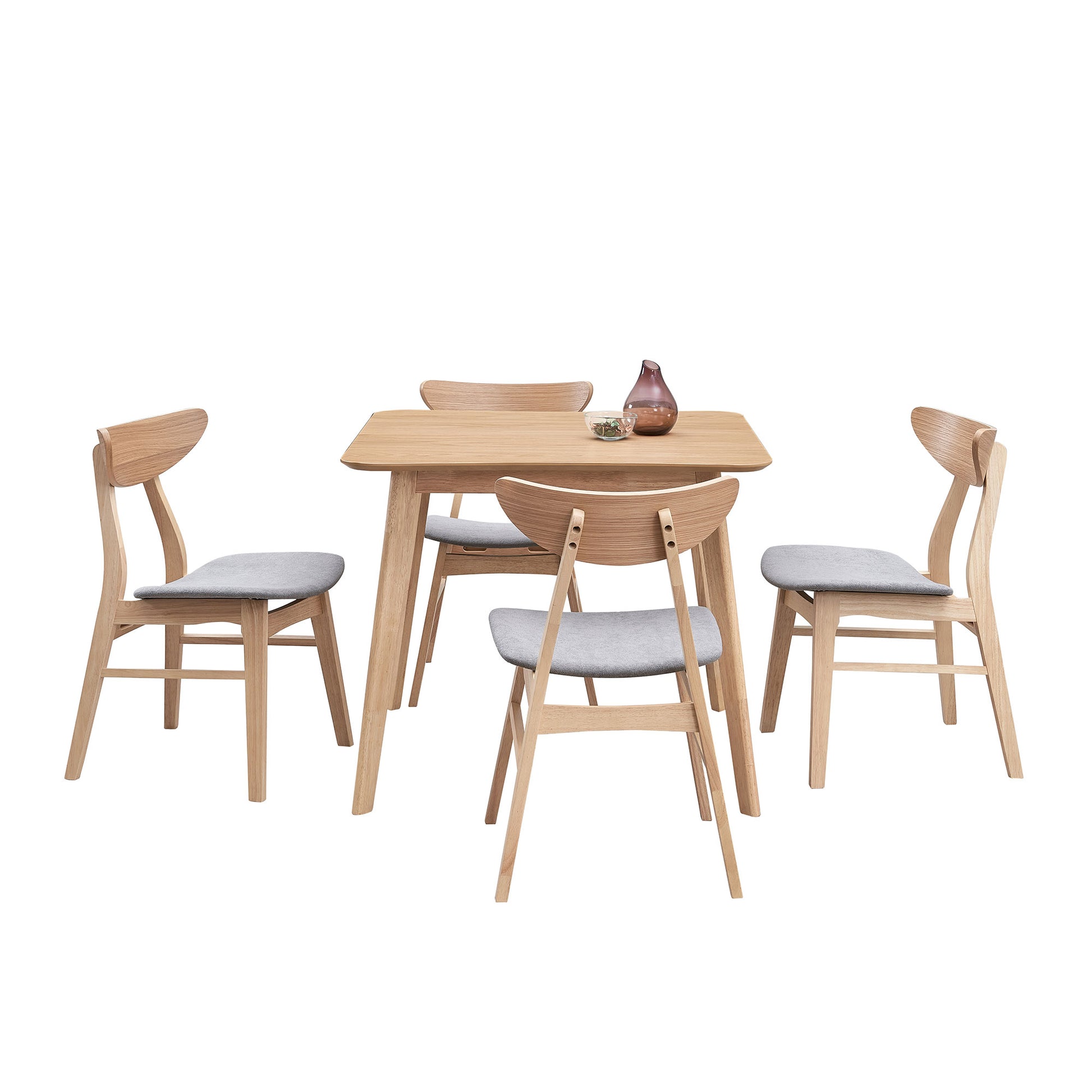 1 Table With 4 Chairs Wooden Dining Table Set, Modern Simple Design Square Kitchen Table And Fabric Upholstered Dining Chairs For Dining Room, Kitchen, Saving Space, Oak Oak Solid Wood Mdf