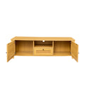 Farmhouse Tv Stand Modern Wood Media Entertainment Center Console Table With 2Doors And 1Open Shelves Oak 50 59 Inches Mdf