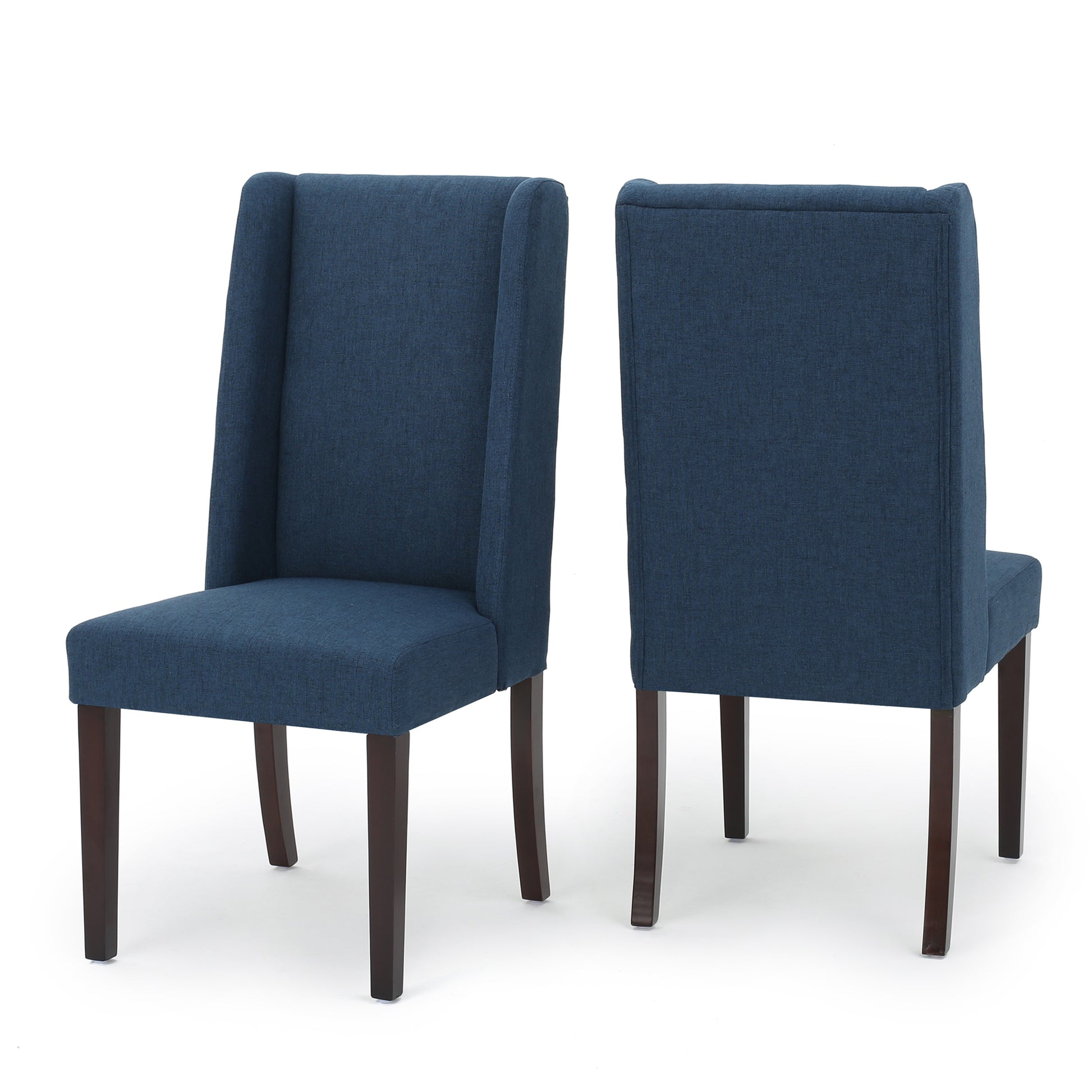 Dining Chair Set Of 2 Navy Blue Fabric