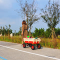 Outdoor Sport Wagon Tools Cart Wooden Side Panels Air Tires Wagon Red Red Garden & Outdoor Metal