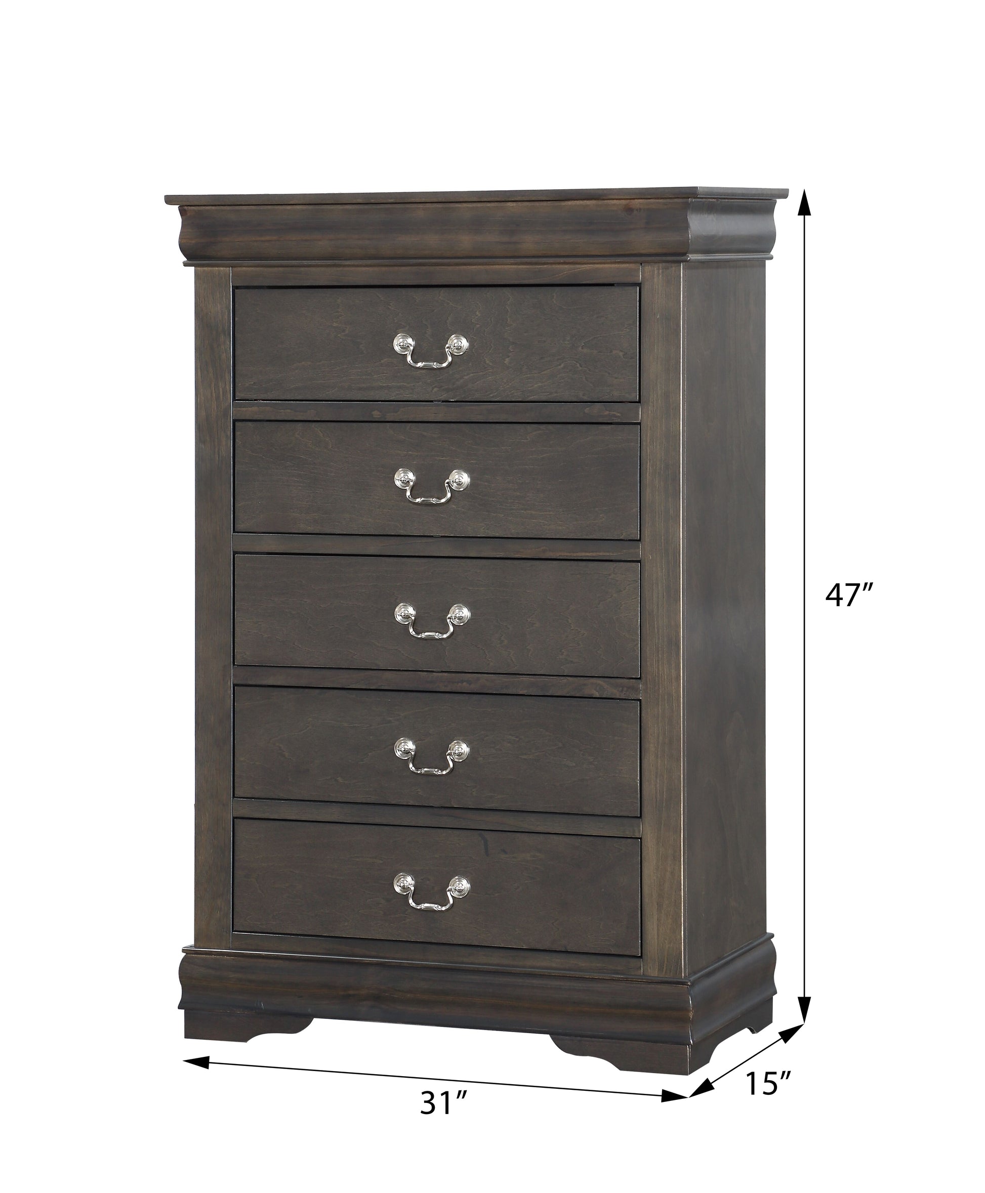 Dark Grey 5 Drawer Chest With Metal Handles Dark Grey Bedroom Particle Board Mdf