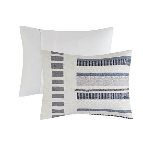 3 Piece Cotton Printed Duvet Cover Set W Trims King Multicolor Cotton