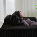 62.5 Inch Corduroy Sponge Sofa Lounge Chair With Removable Footrest,No Assembly Required,Fluffy Modern Sleeper Chair For Indoor Living Room Bedroom Black Foam Corduroy 1 Seat