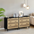 3 Drawers Rattan Storage Cabinet Rattan Drawer,For Bedroom,Living Room,Dining Room,Hallways,Black Black Mdf