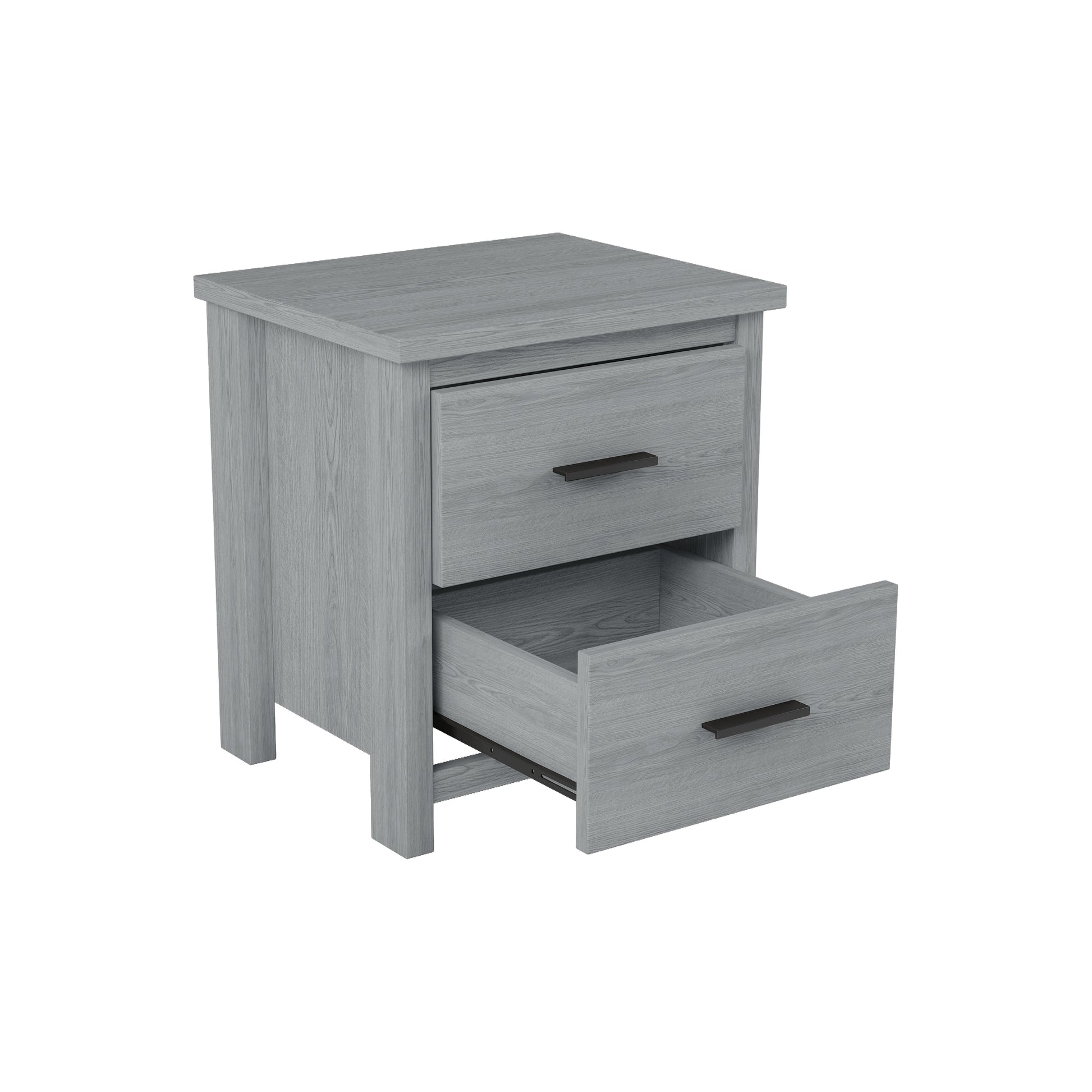 Vintage Two Drawer Wooden Nightstand, Simple And Generous, Large Storage Space,Light Gray Light Gray Particle Board Mdf