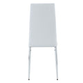 Grid Armless High Backrest Dining Chair, 4 Piece Set Of Silver Metal Legs White Chair, Office Chair. Suitable For Restaurants, Living Rooms, Kitchens, And Offices.W115162607 0924 White Pu