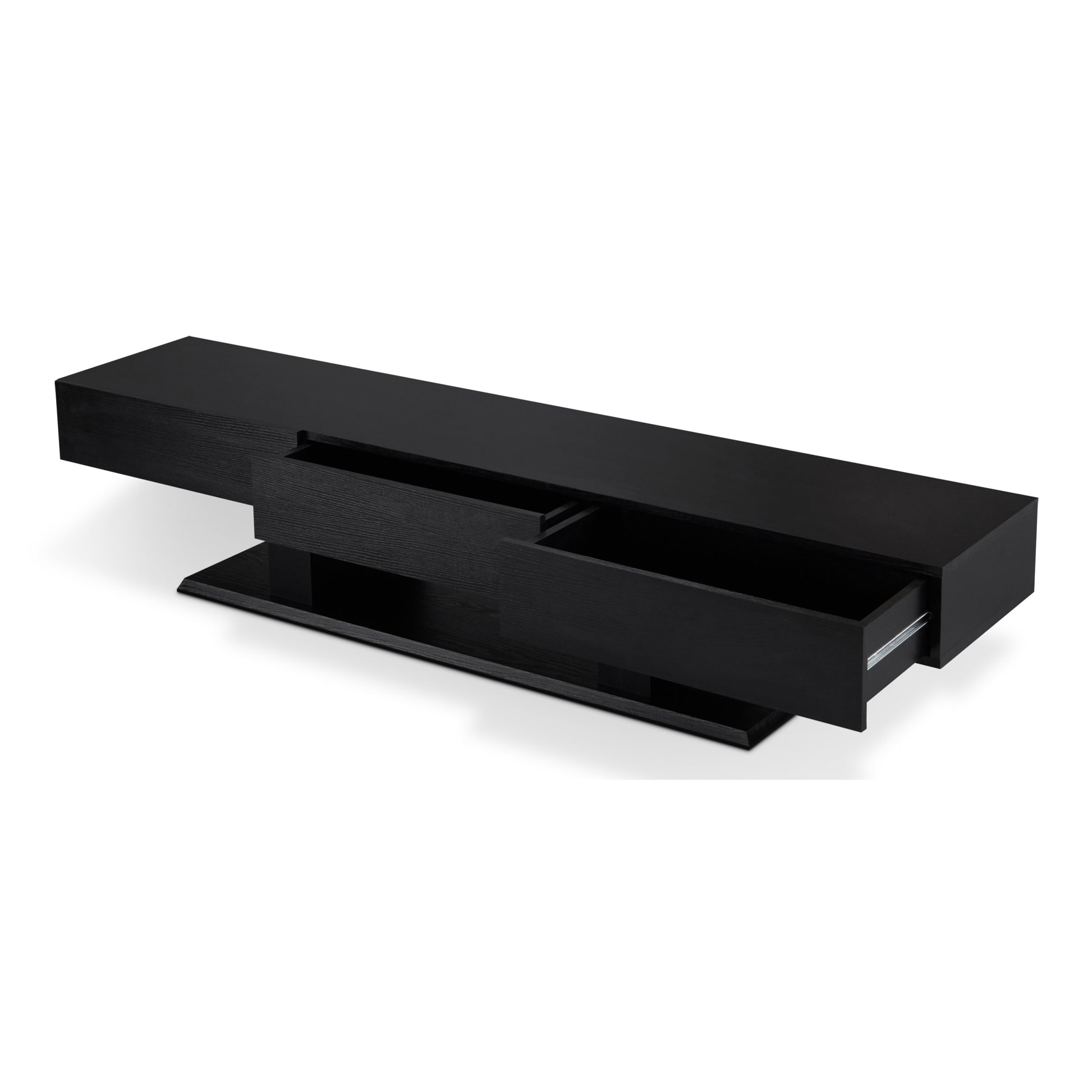 Black 3 Drawer Tv Stand Black Primary Living Space 50 59 Inches Transitional Wood