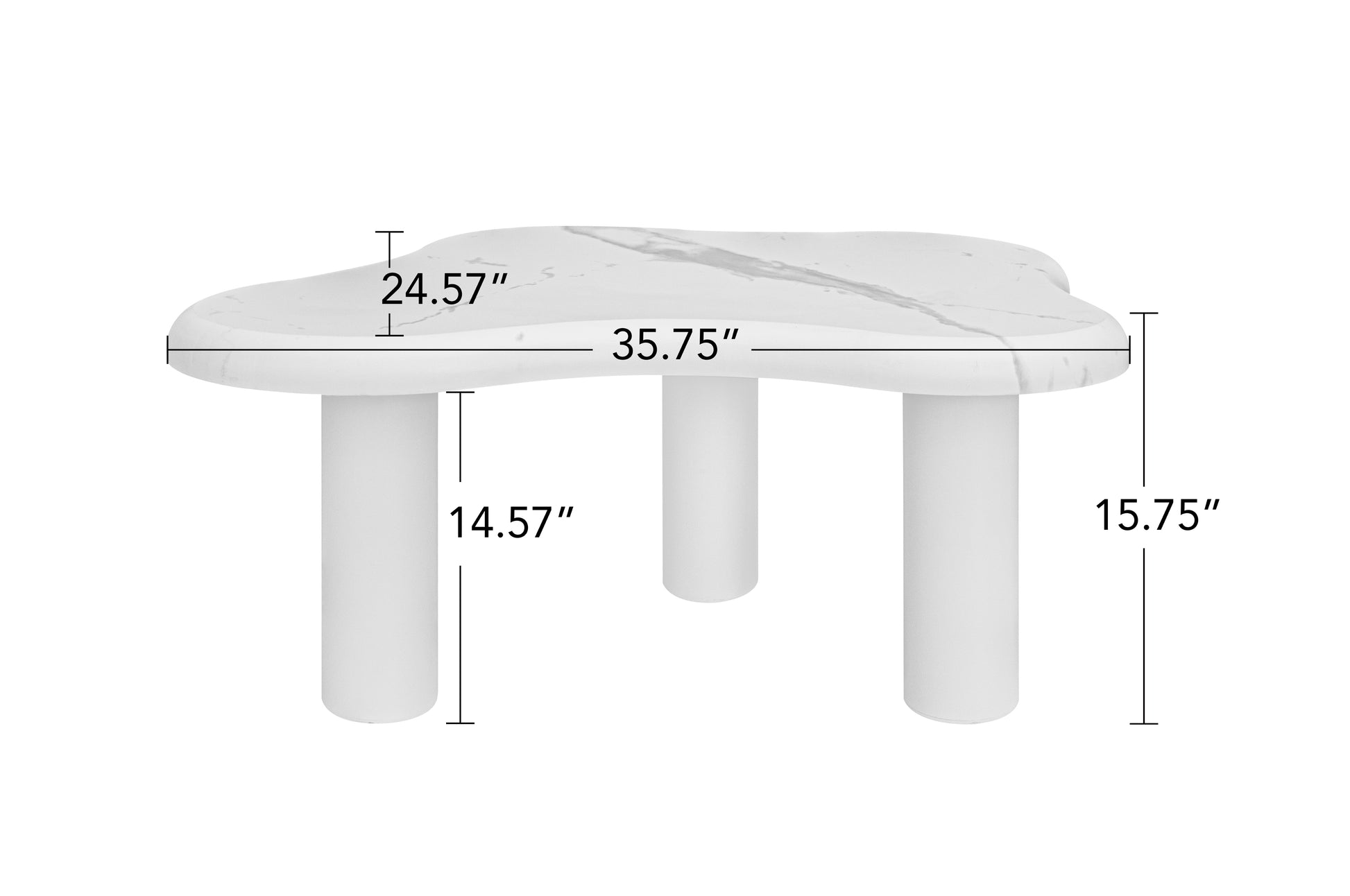 Cloud Coffee Table Classic Modern Marbling Tea Table, Irregular Indoor End Table For Living Room Apartment Free Shape With 3 Legs White Modern Mdf