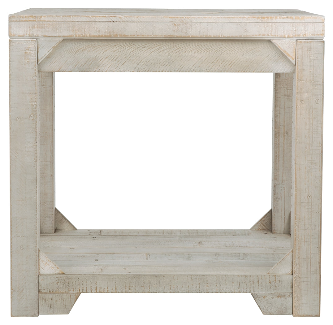 Farmhouse Style Wooden End Table With Plank Design Open Shelf, White White Wood