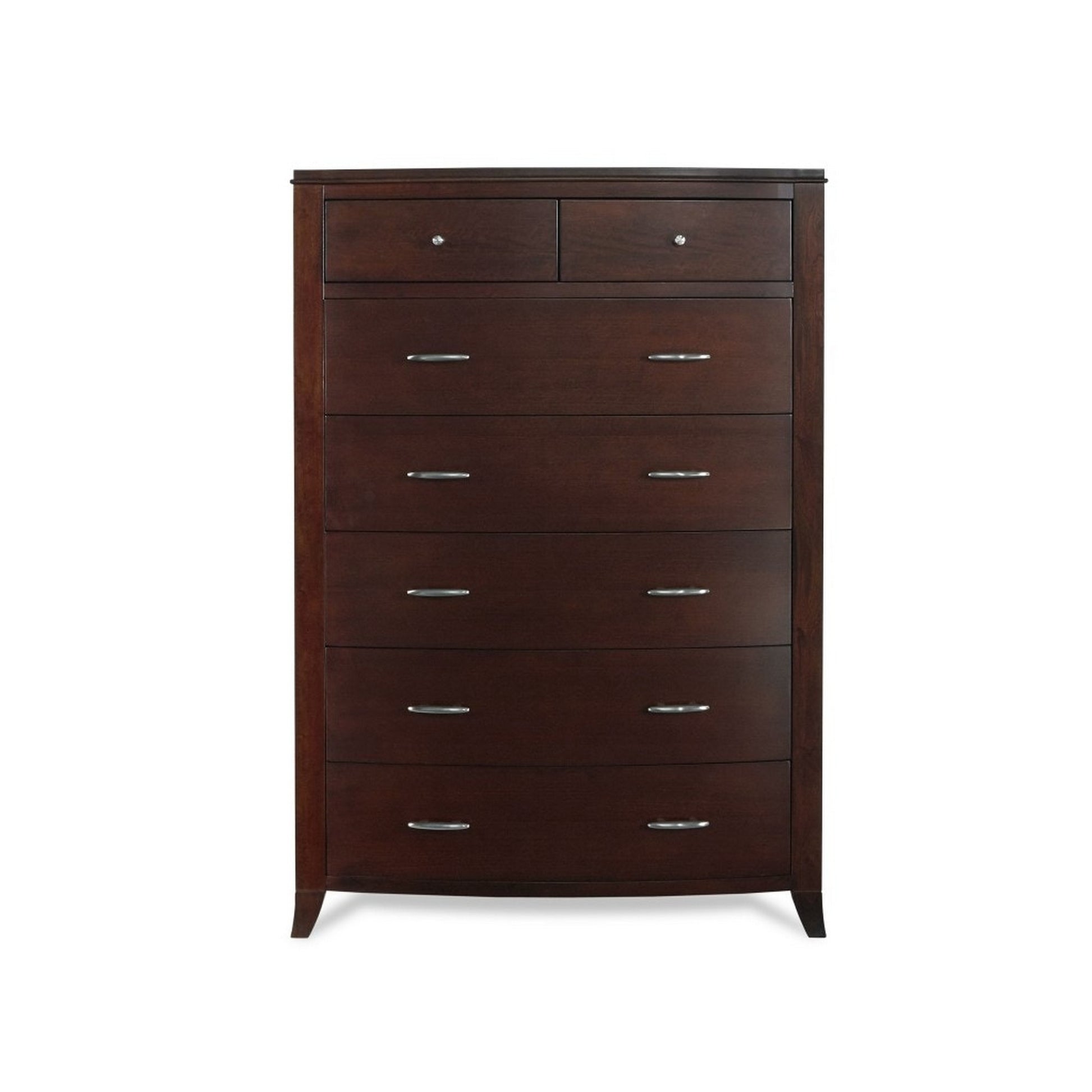 Wooden Seven Drawer Chest With Tapered Feet, Cinnamon Brown Brown Wood Metal