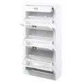 Bailey White High Gloss Shoe Cabinet With 4 Drawers Freestanding White Primary Living Space Drawers Included Modern Wood Metal