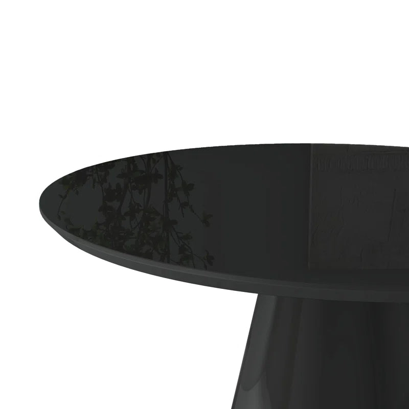 Modern Black High Gloss Minimalist Round Dining Table Black Desk And Hutch Dining Room Minimalist,Modern Freestanding Round Kitchen & Dining Tables Glossy Round Mdf Pedestal