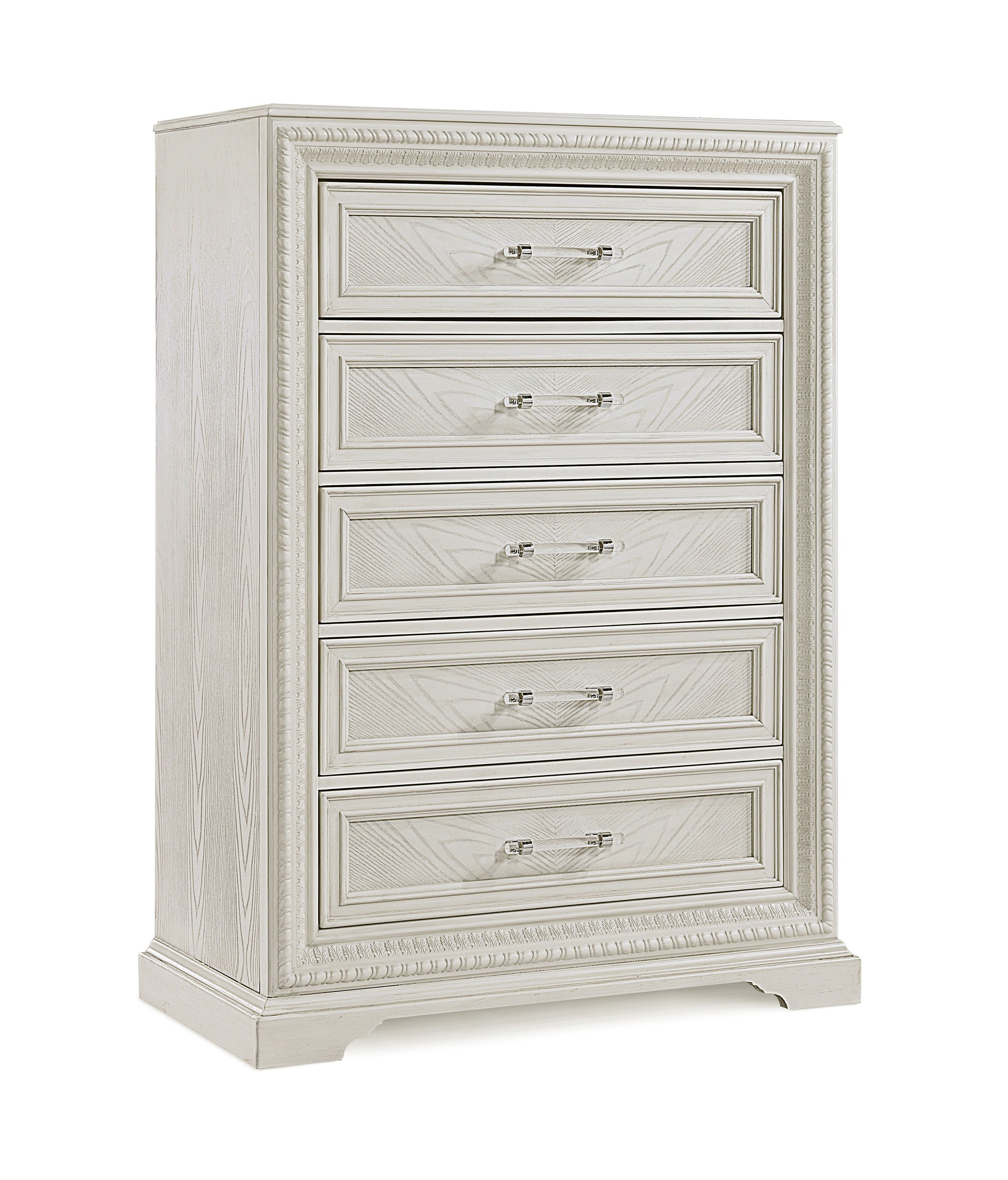 Beautiful Transitional Style 1Pc 5 Drawer Chest Storage Drawers White Cream Finish Wooden Home Bedroom Furniture Cream White Bedroom Transitional Wood