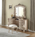 Ivory And Golden Ivory Vanity Stool With Cabriole Legs Ivory Gold Bedroom Rectangular Beige Wood Fabric