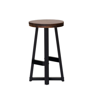 Rustic Distressed Solid Wood Round Dining Stool Mahogany Mahogany Pine Pine